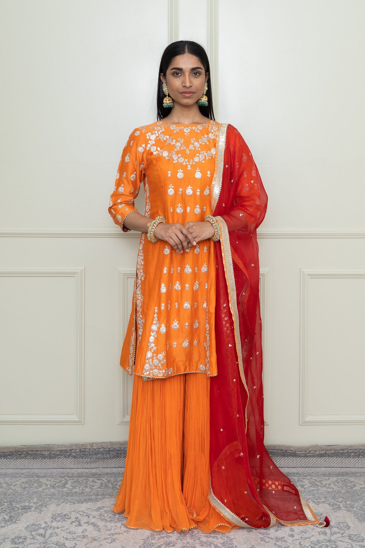 Pumpkin orange gharara set