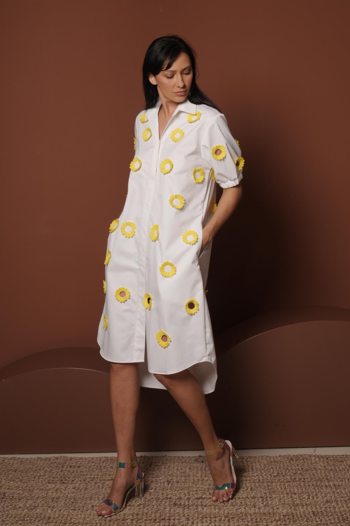 Floral Motif Shirt Dress