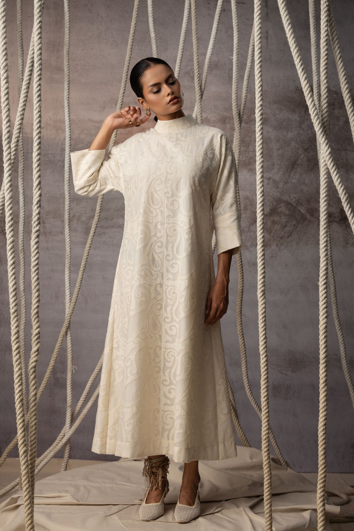 Ivory Appliqué  Dress