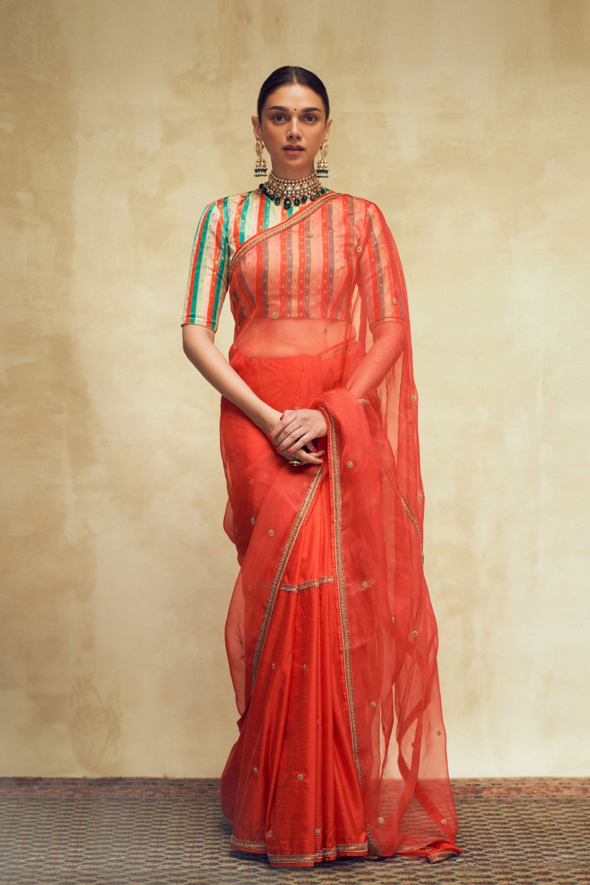 Hazari Red Saree