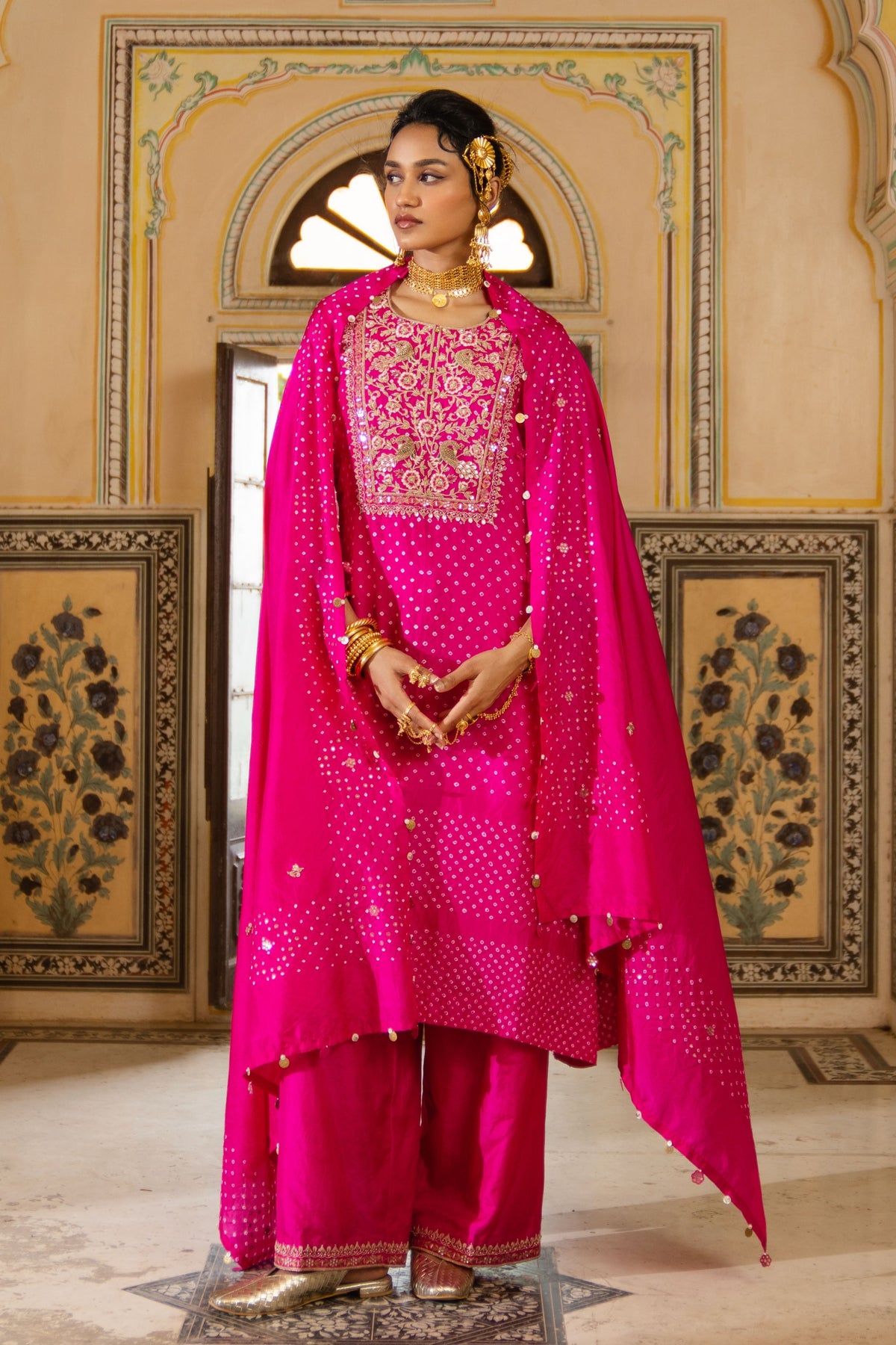 Peacock Bandhani Kurta Set