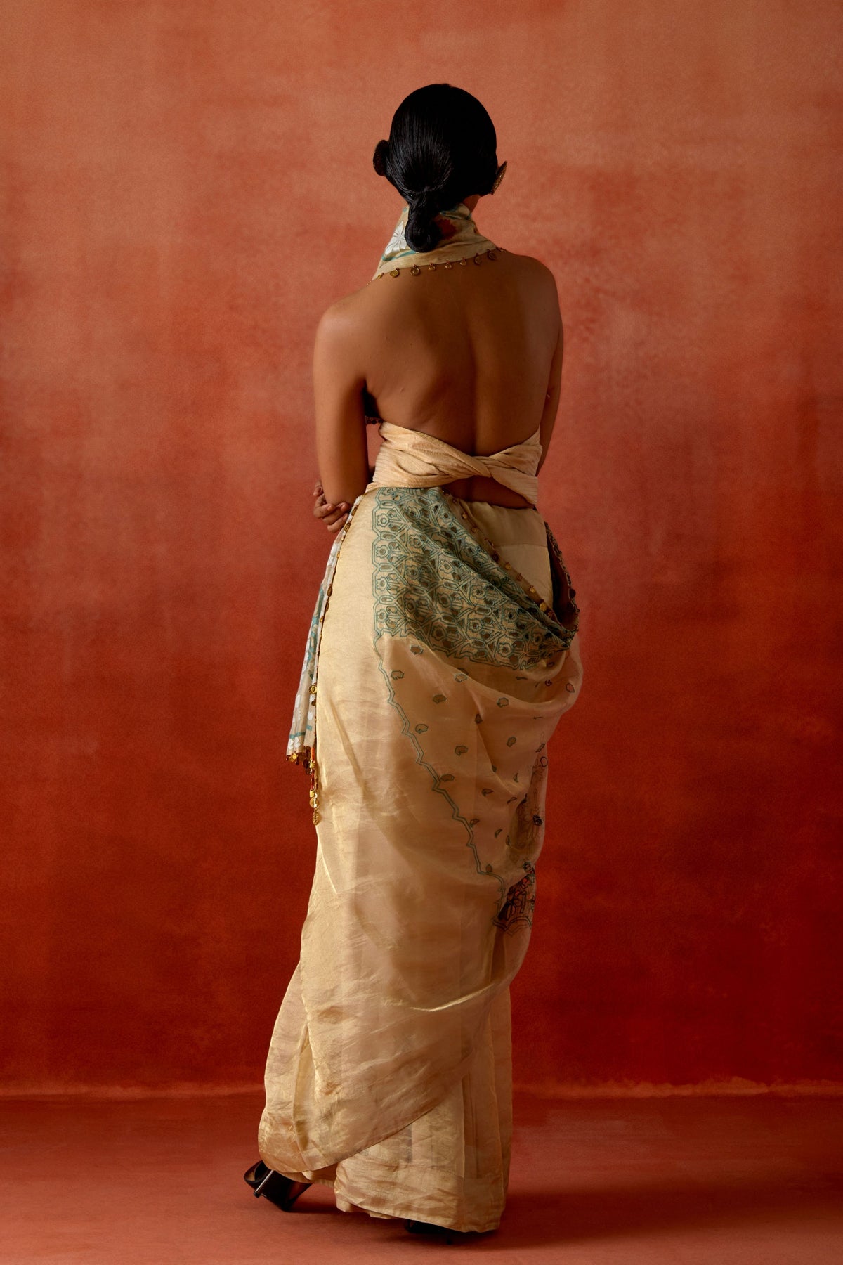 Gold Tissue Sari Set