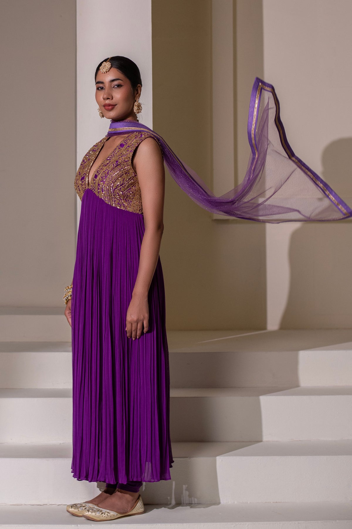 Purple Embellished Anarkali