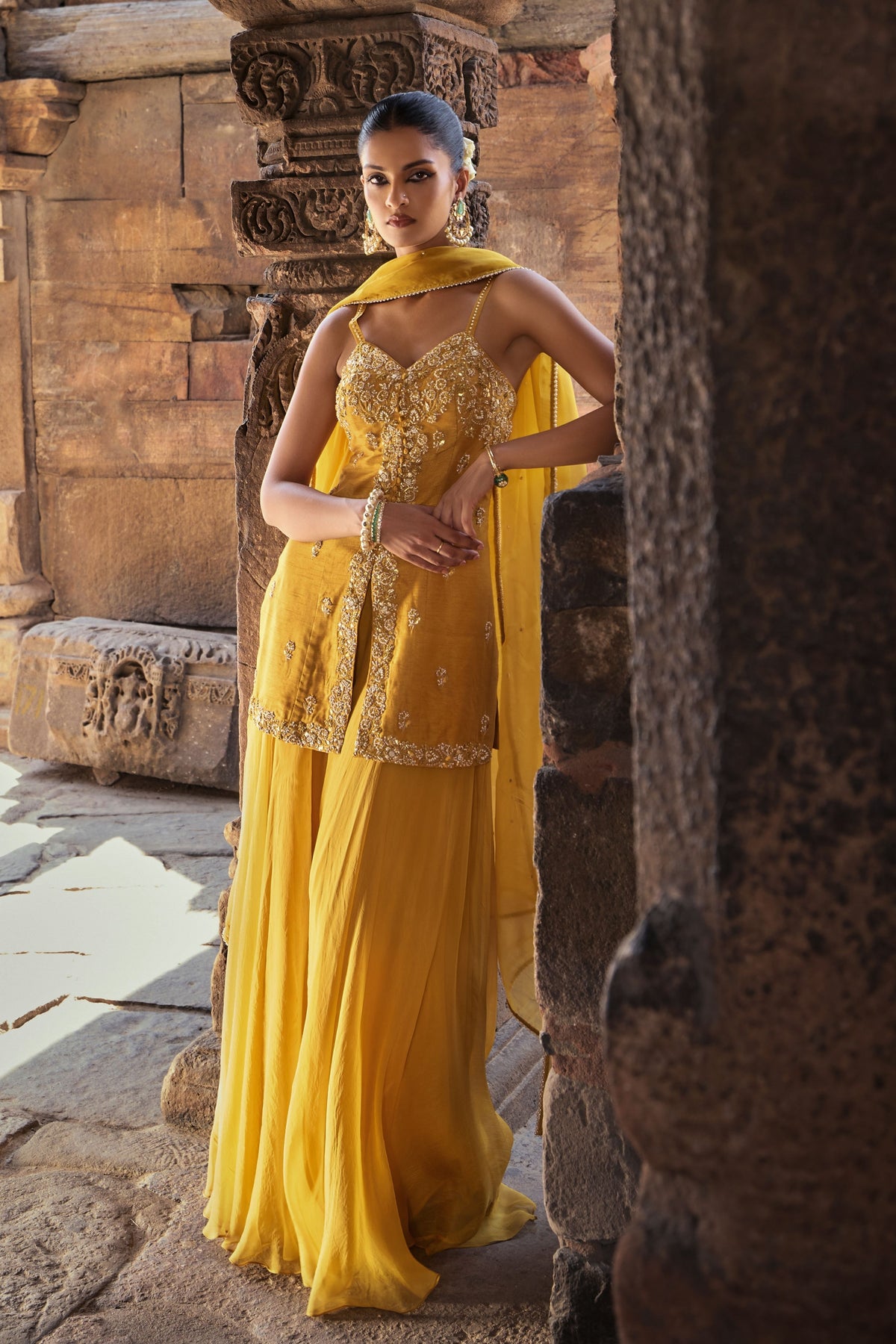 Aliyah Yellow Sharara Set