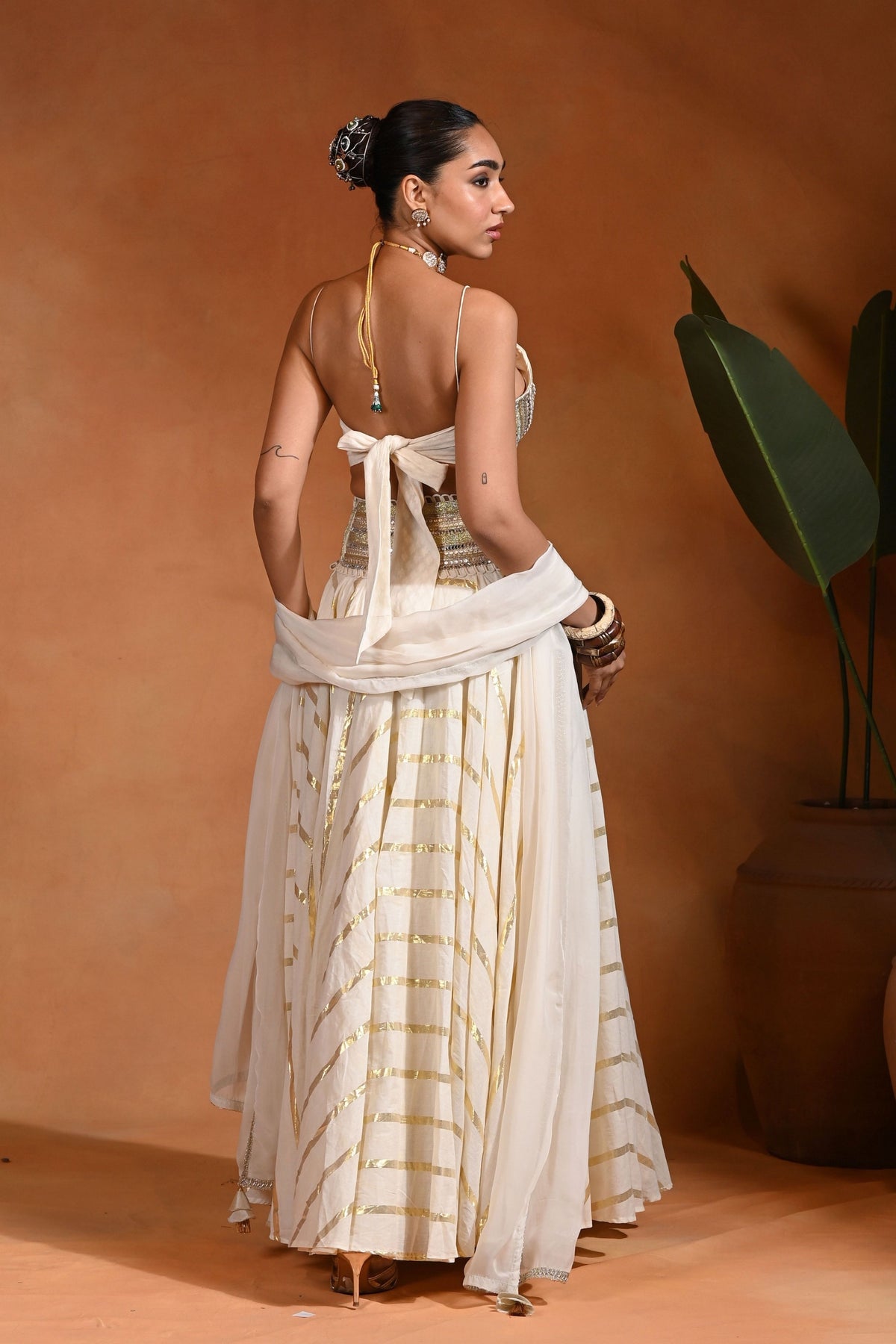 Zar Ivory Gold Lehenga