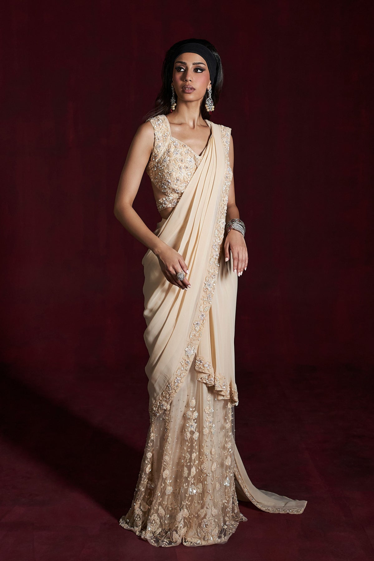 Beige Heer Saree Set