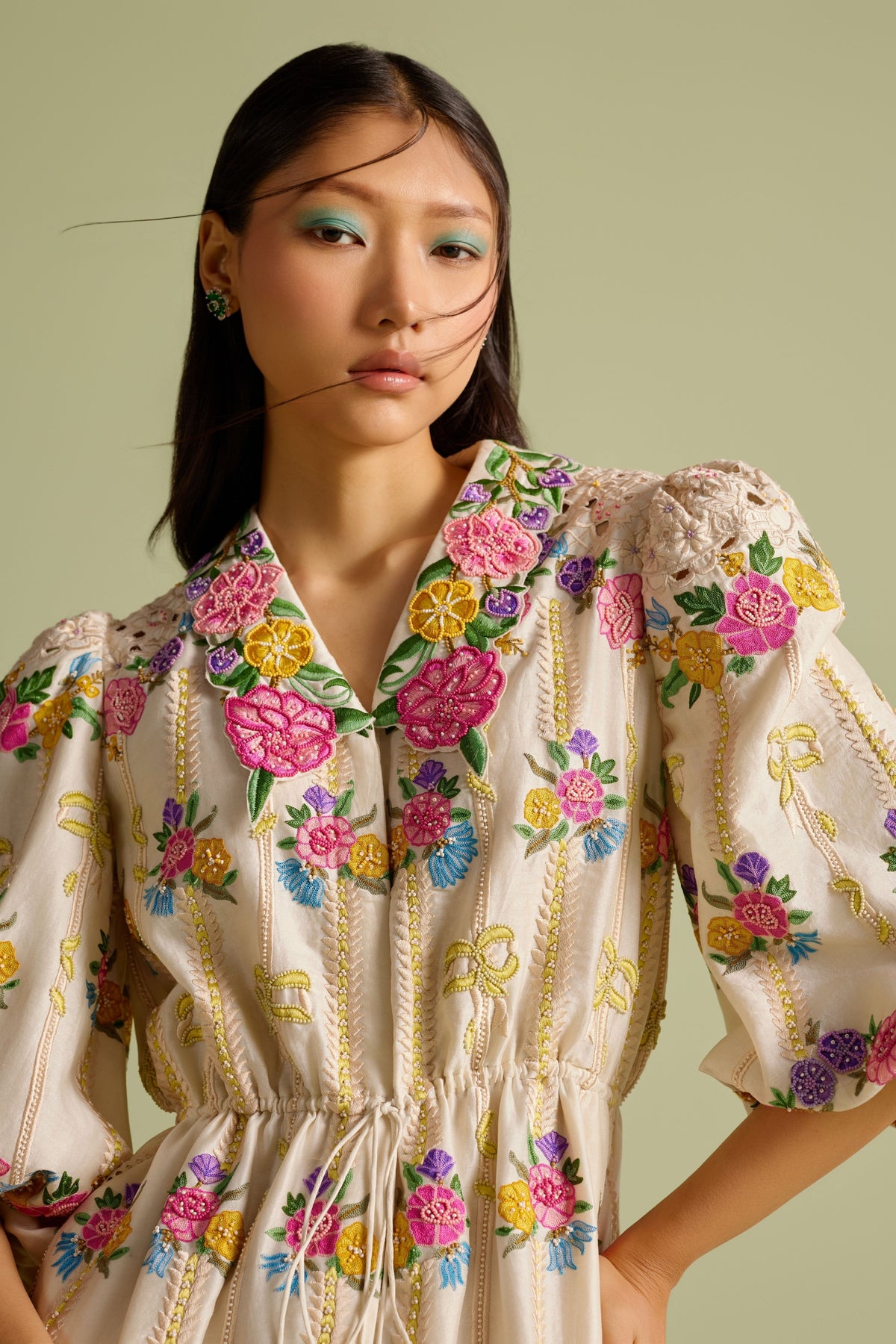 Floral Striped Short Shirt Dress
