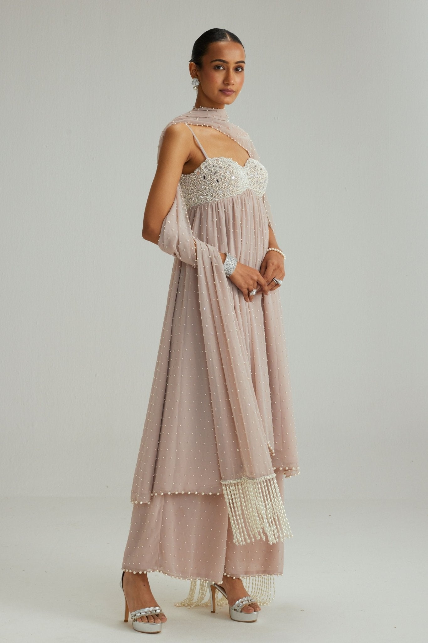 Ash Pink Kurta Set - Vvani by Vani Vats - Elahe