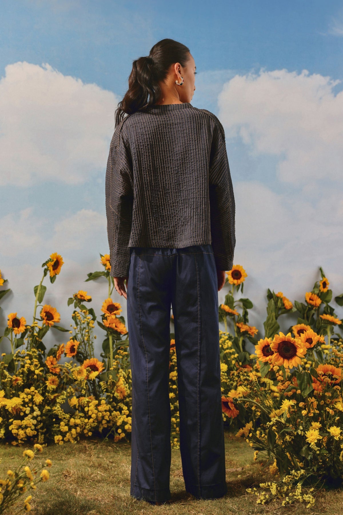 Pintuck Indigo Pleat Jacket