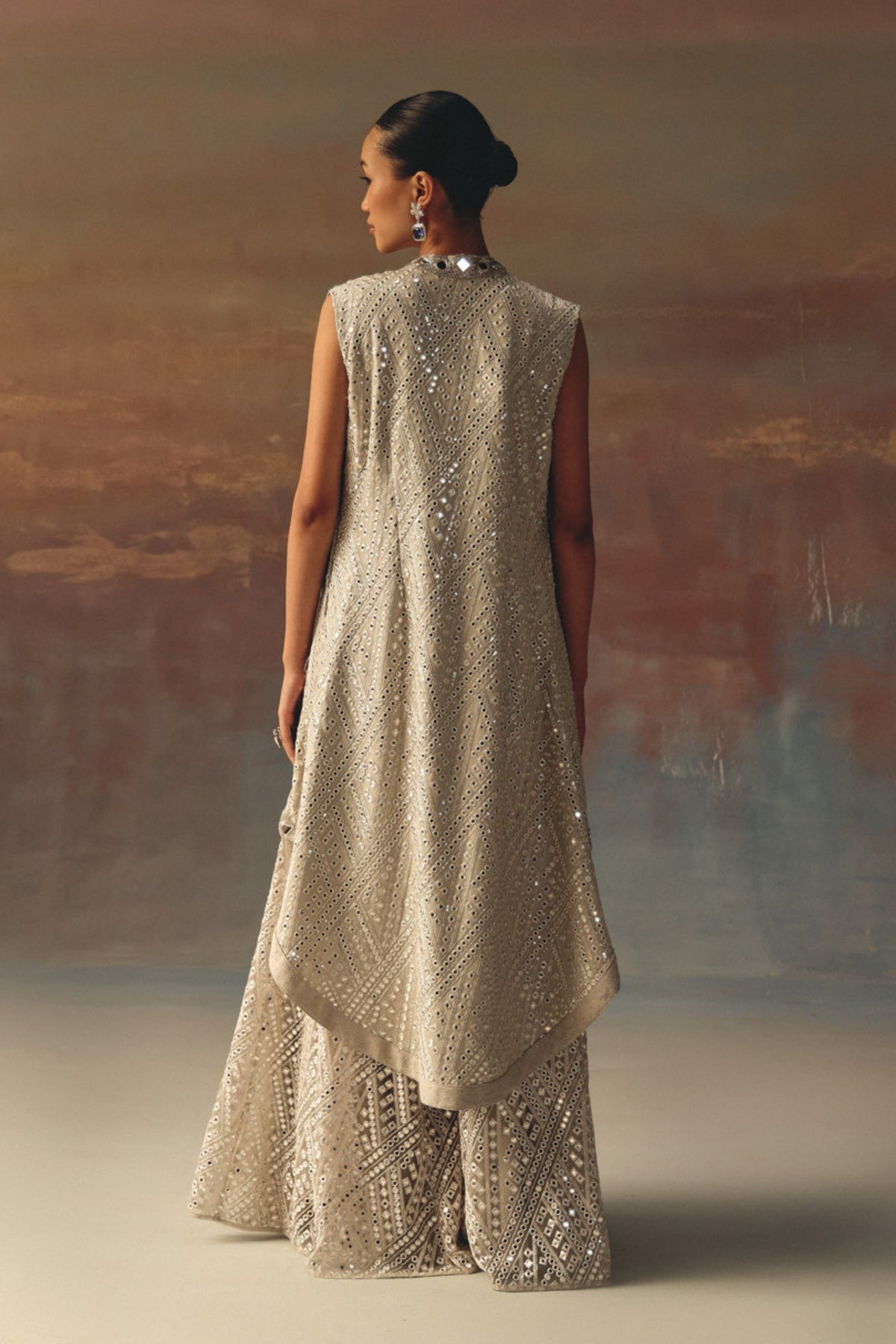 Silver Net Sharara