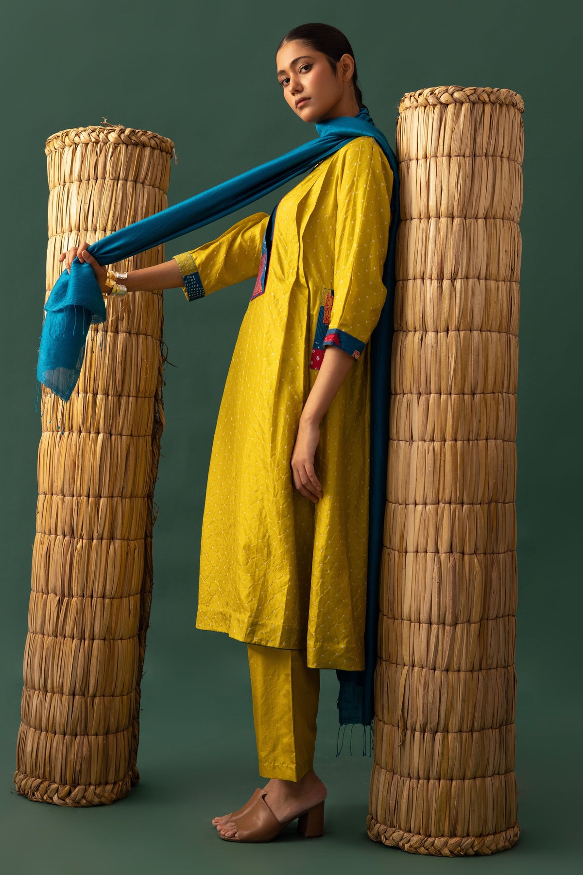 Green Bandhani Kurta Set