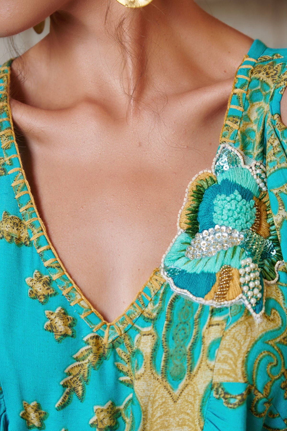 Cold Shoulder Mini Kaftan
