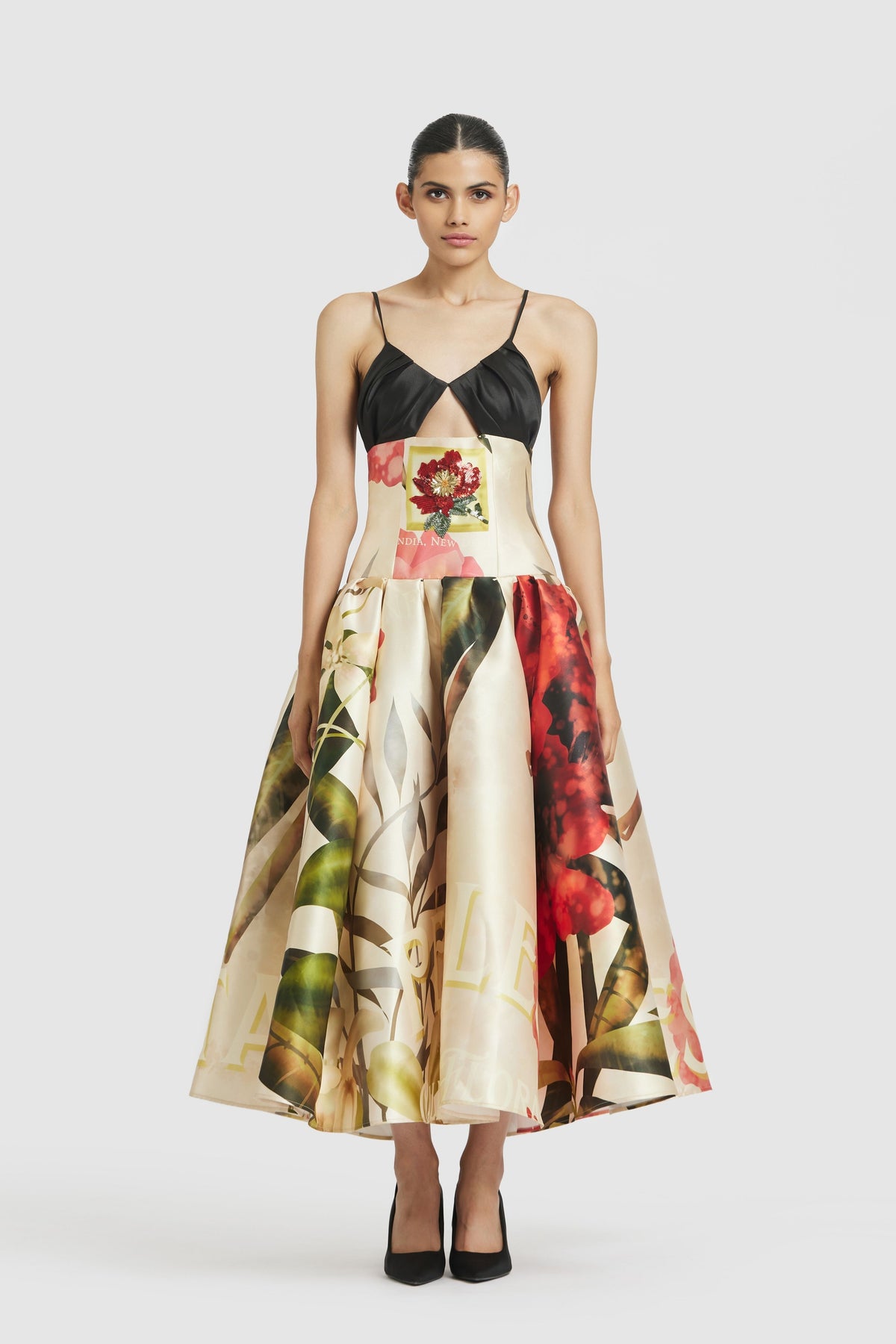 Ivory Drop Waisted Midi Dress