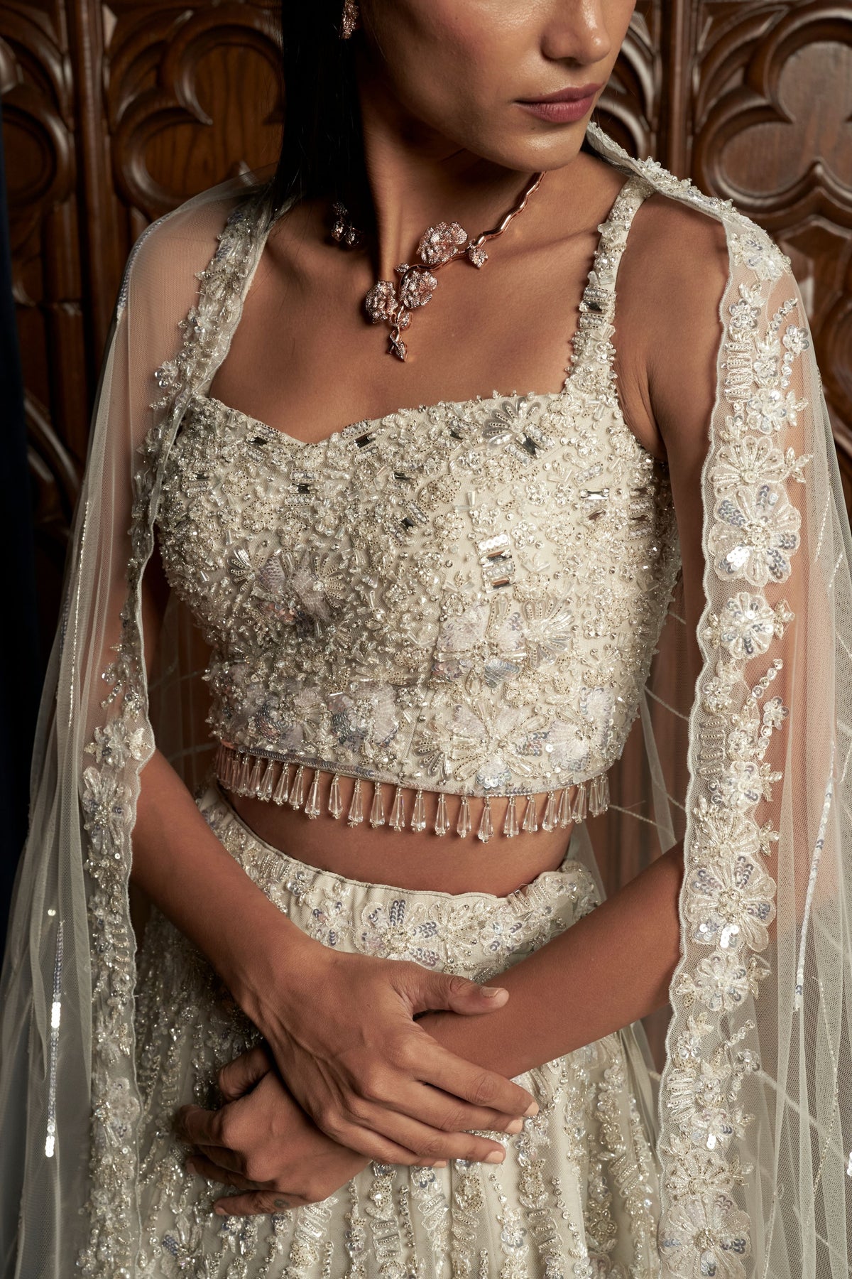 Grey Embroidery Lehenga Set