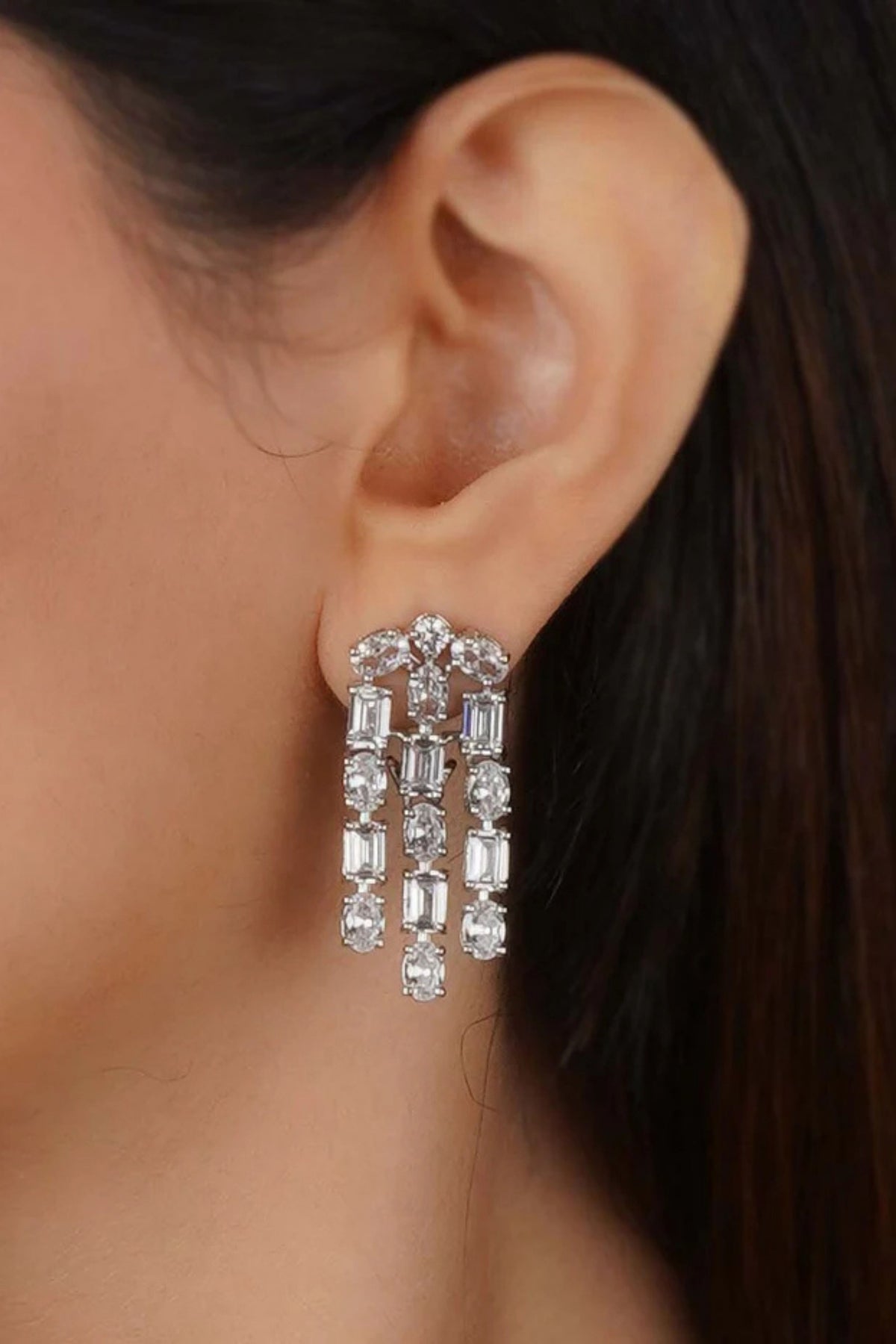 White Faux Diamond Necklace Set