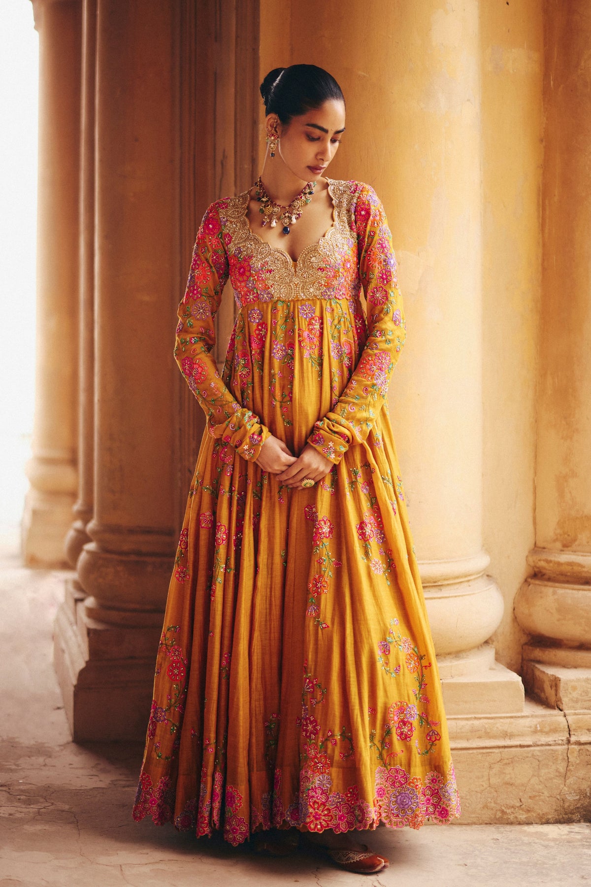 Valli Yellow Anarkali Set