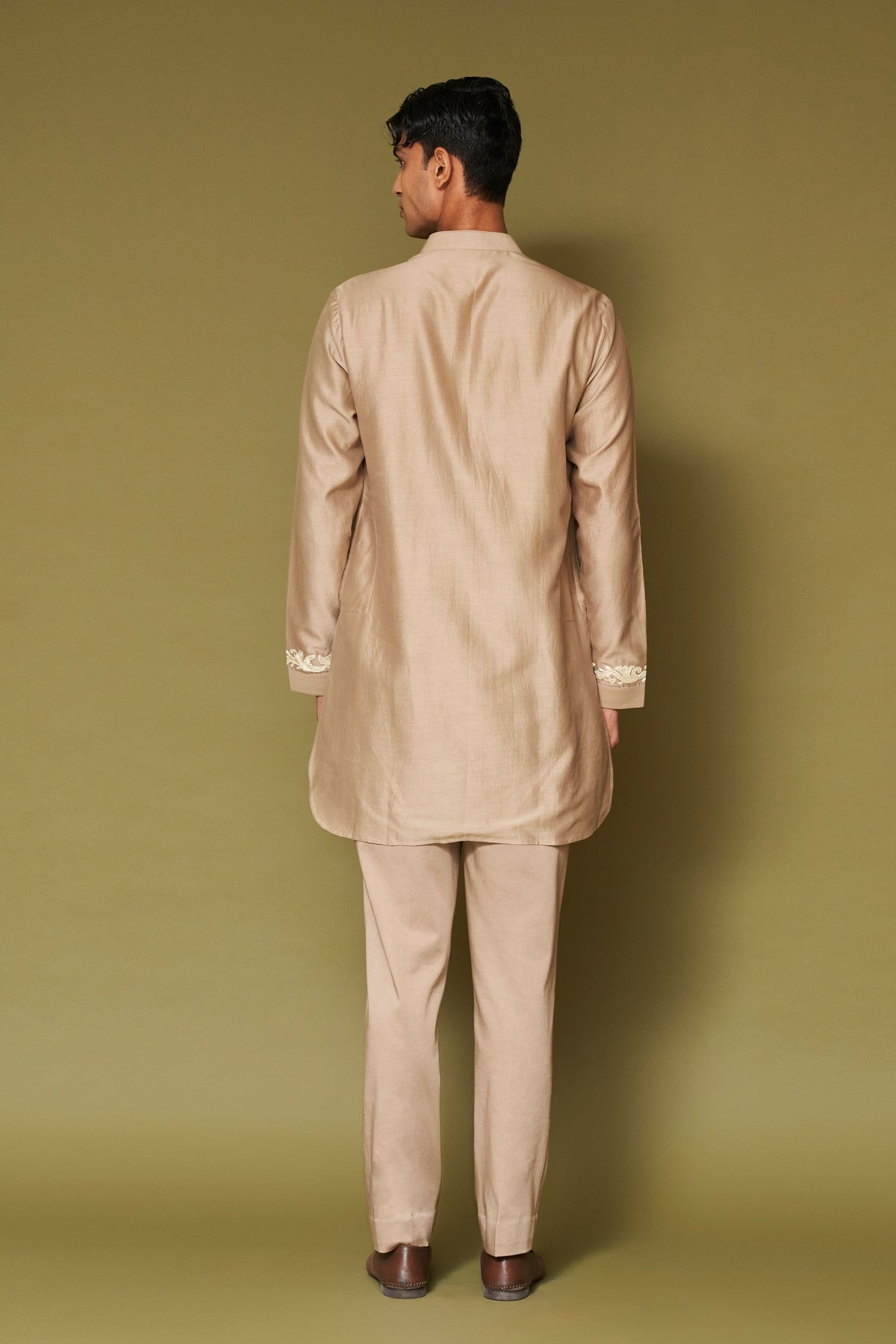 Sand Embroidered Chanderi Kurta Set