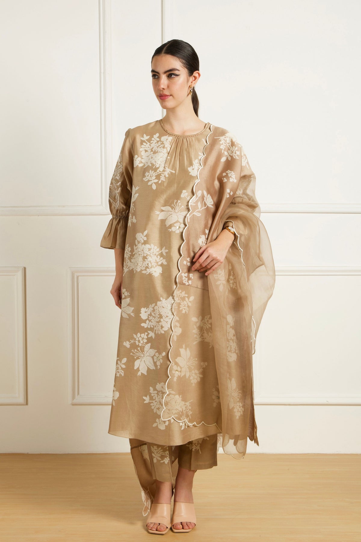 Beige Print Kurta Set