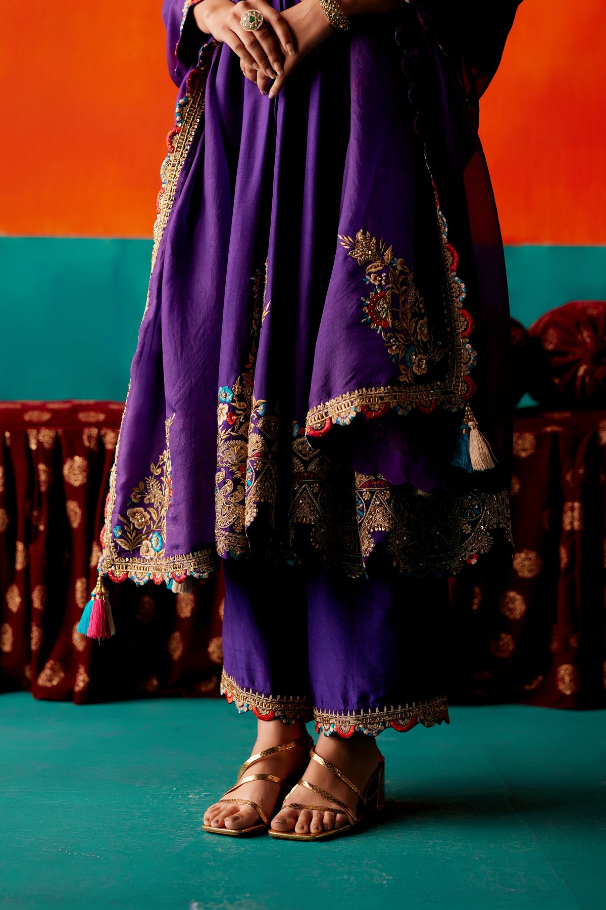Purple Embroidery Kurta Set
