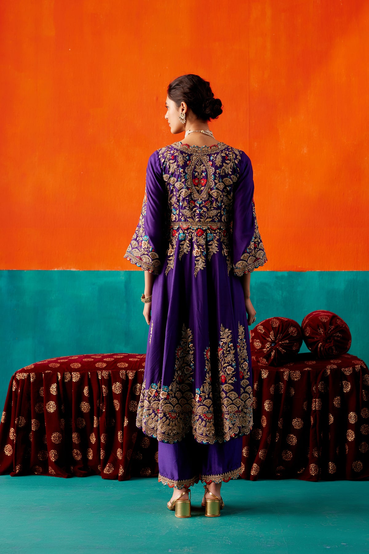 Purple Embroidery Kurta Set