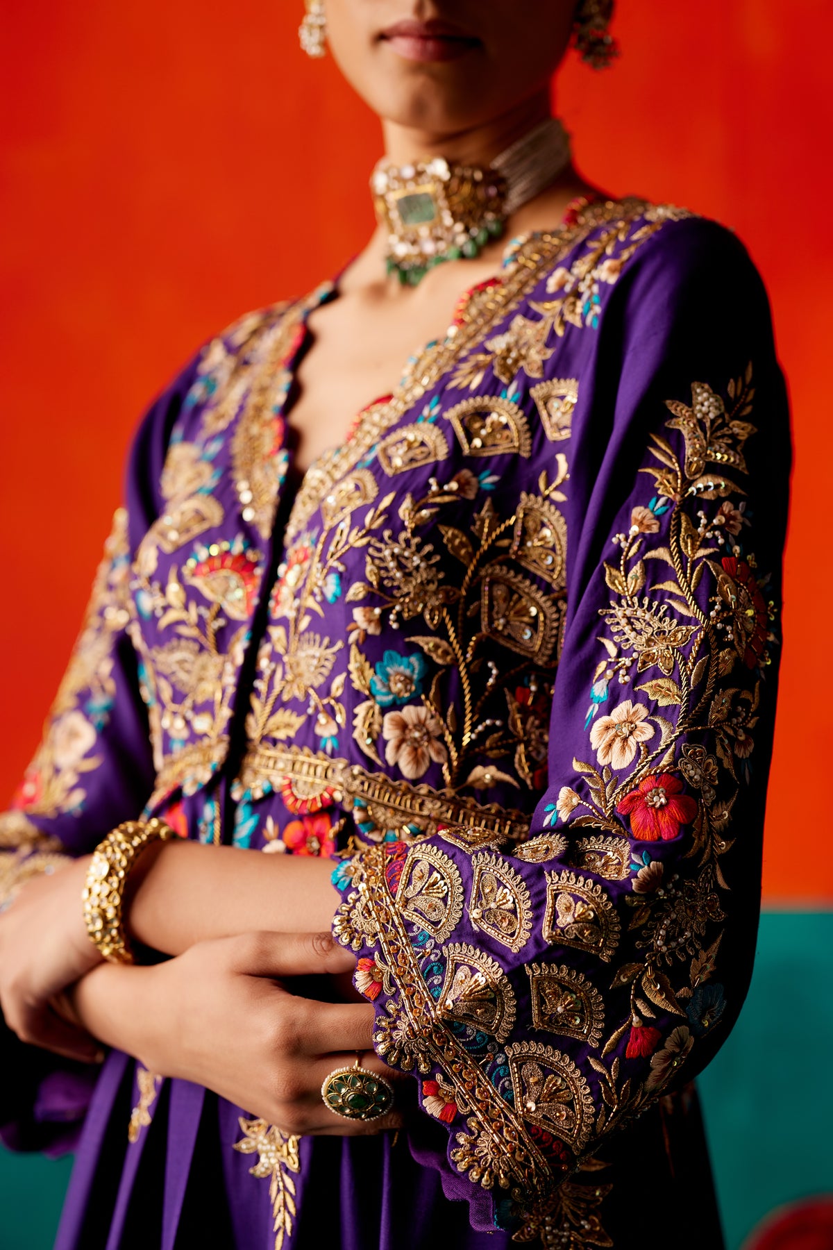 Purple Embroidery Kurta Set