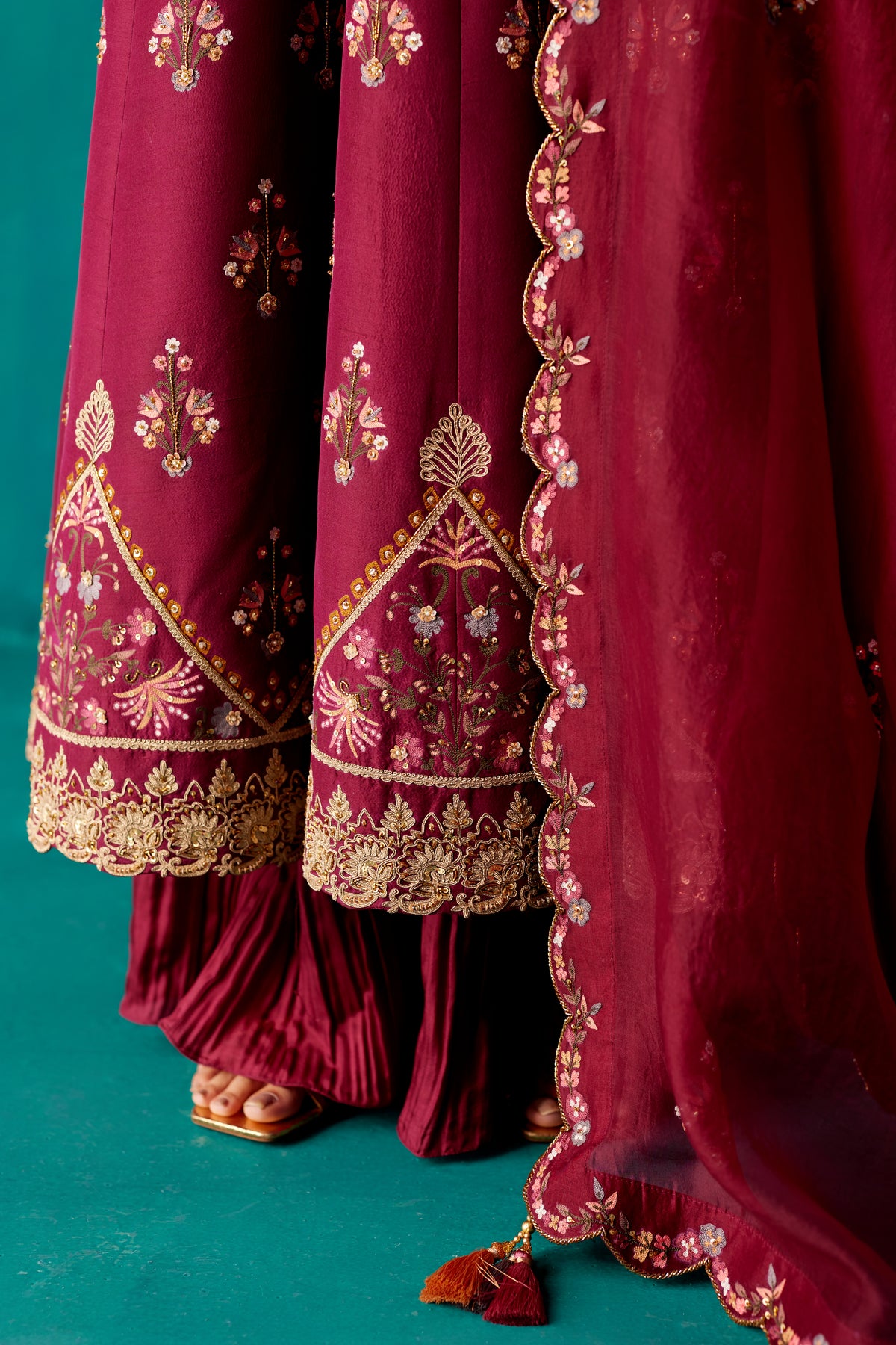 Wine Anarakali Set