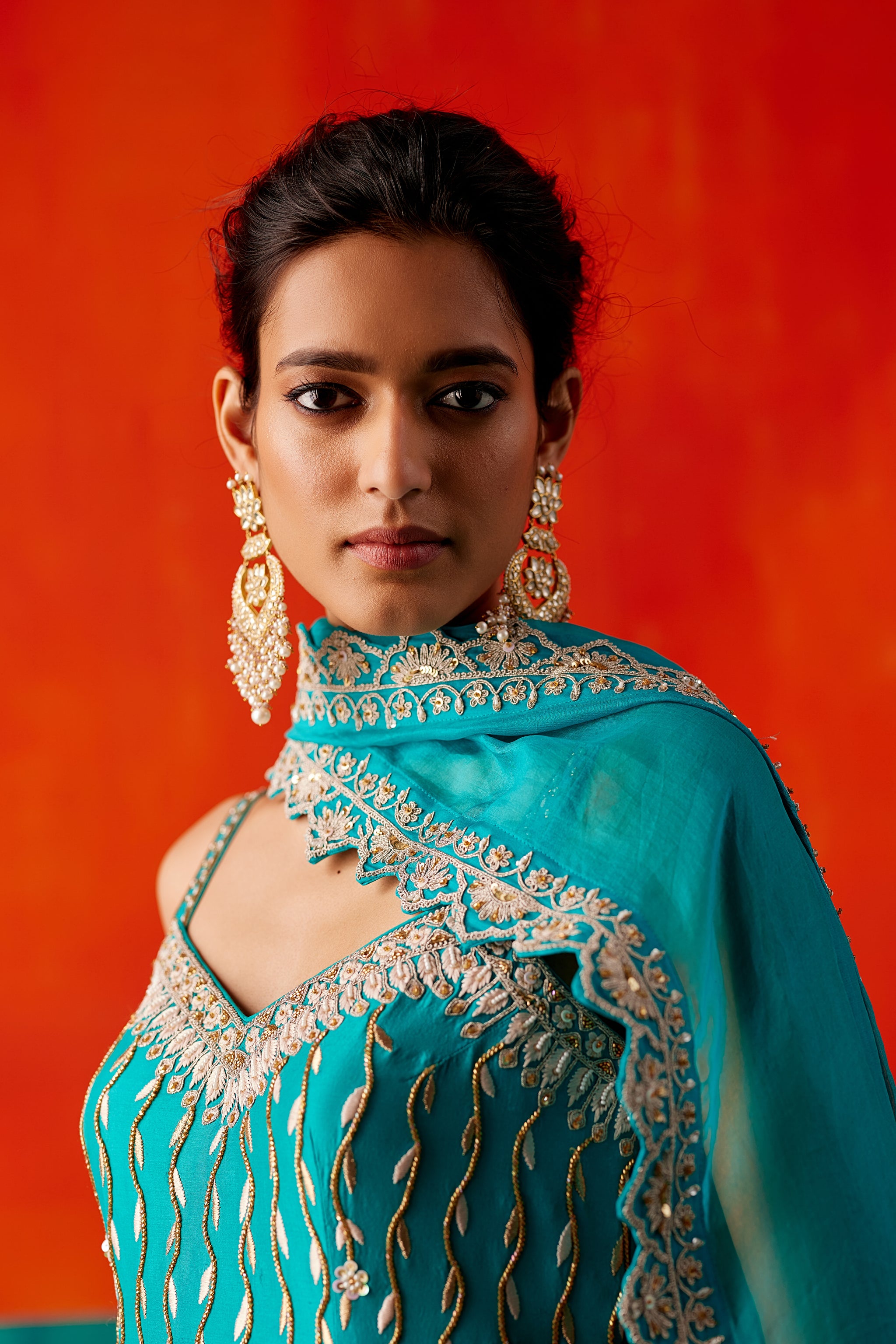 Mirrorwork & Crescent Gold Ghungroo Earrings – Tulsiya