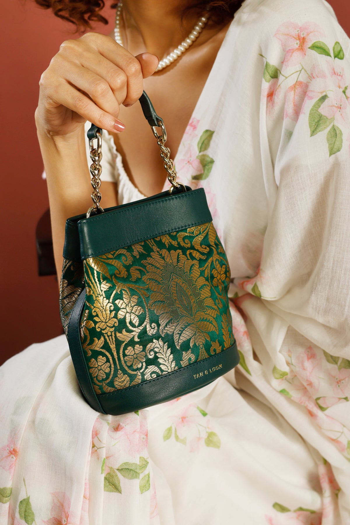 Forrest Green Brocade Batua Bag