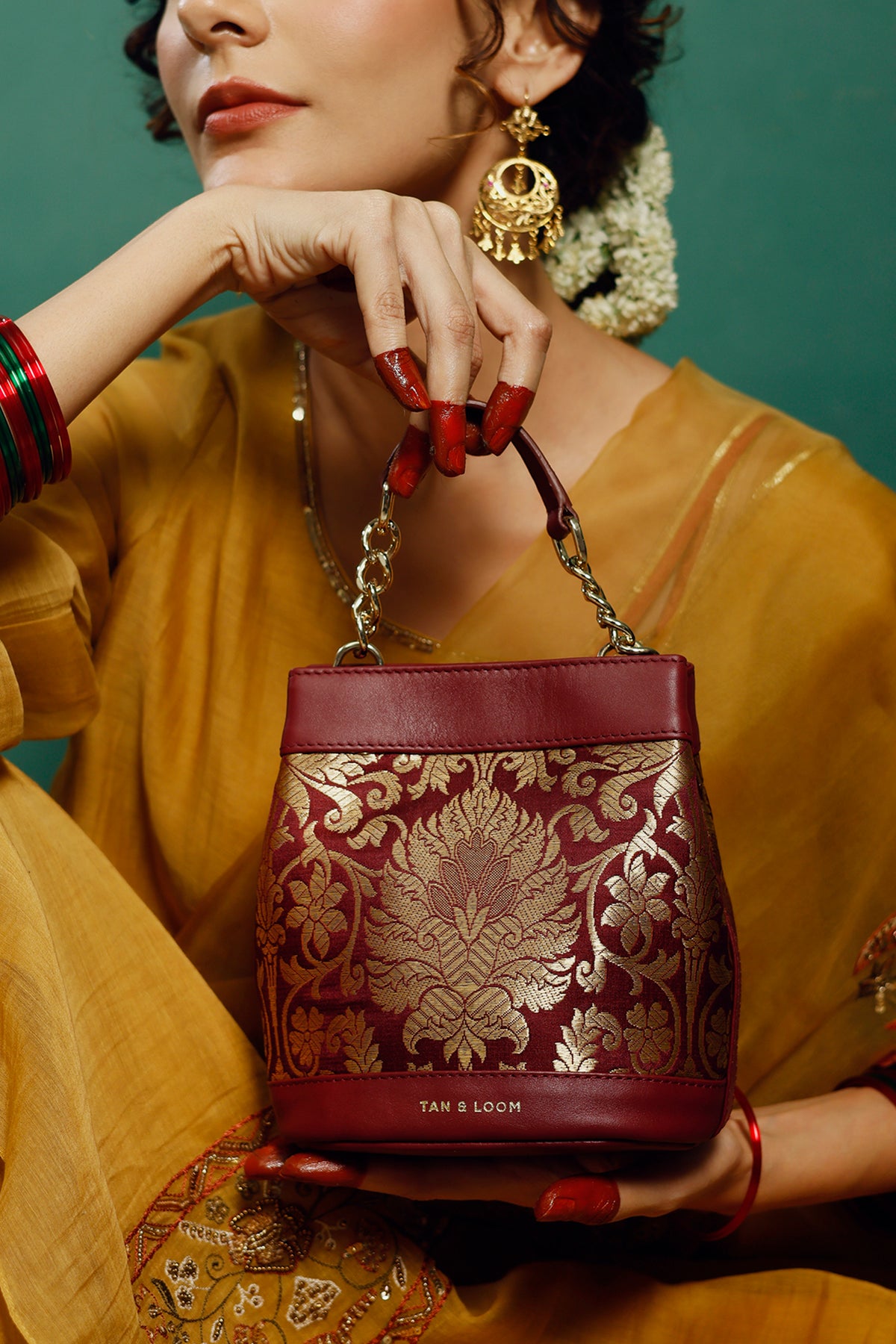 Divine Maroon Brocade Batua Bag