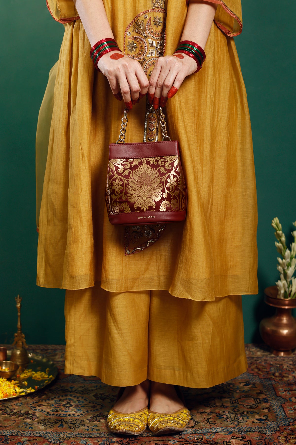 Divine Maroon Brocade Batua Bag