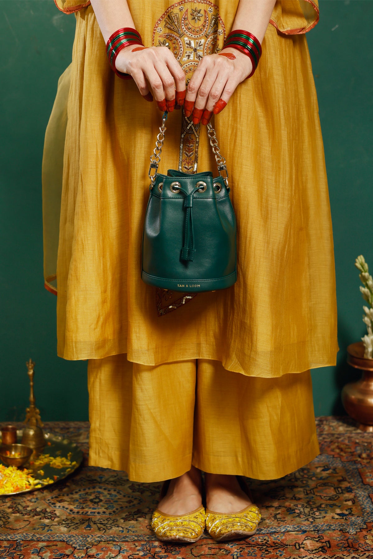 Forrest Green  Bombay Bucket Bag