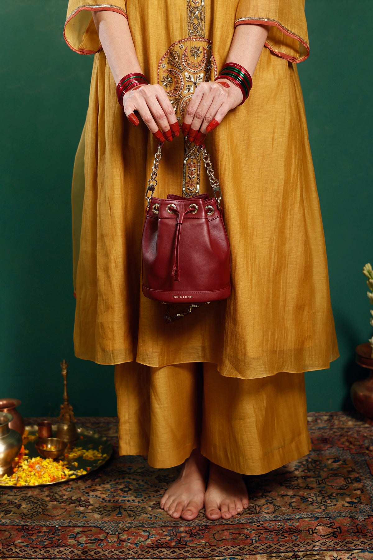 Divine Maroon  Bombay Bucket Bag