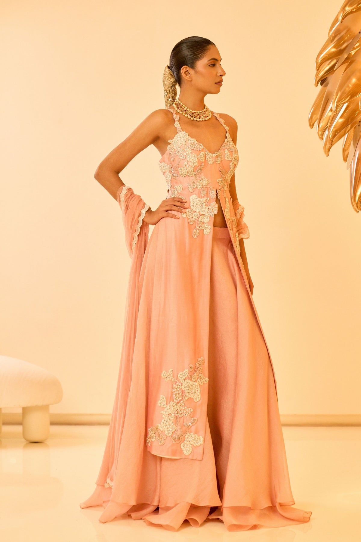Peach Anarkali Set