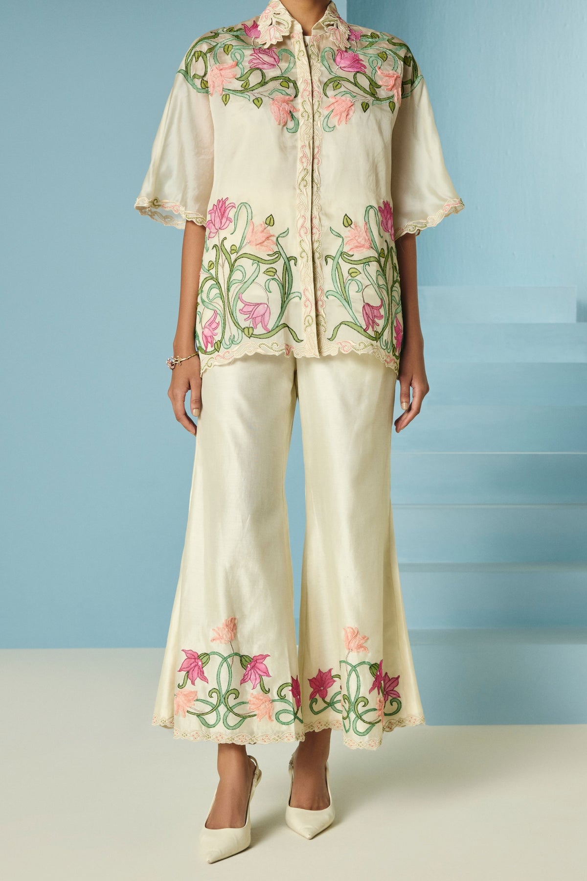 Applique and Beadwork Kaftan Shirt