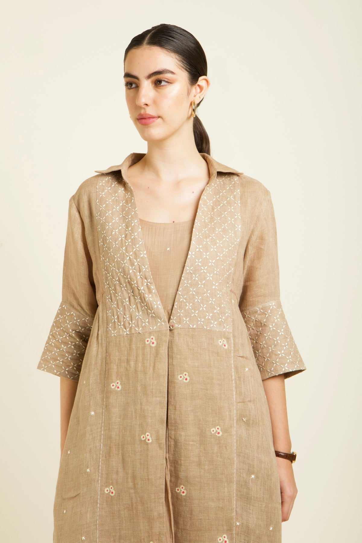 Beige Linen Dress