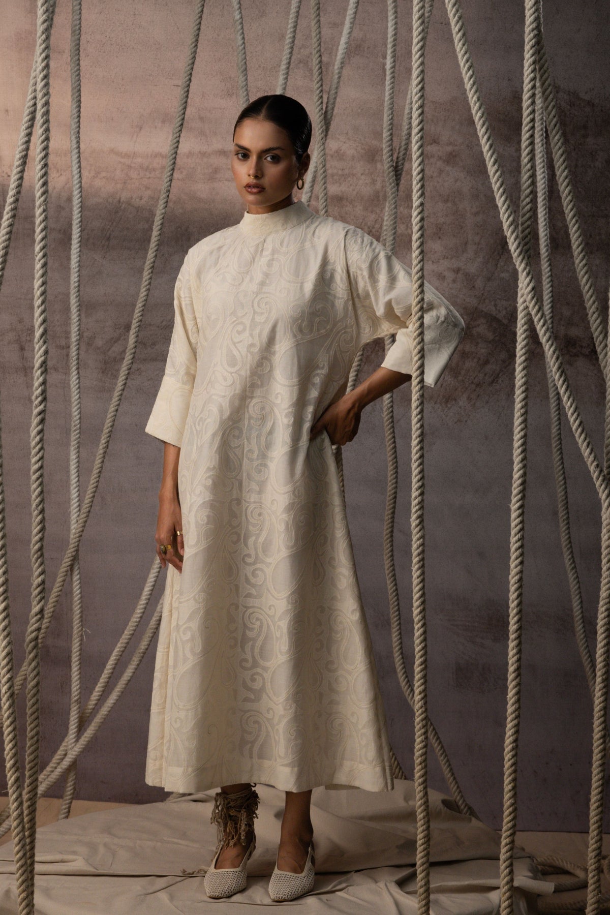 Ivory Appliqué  Dress