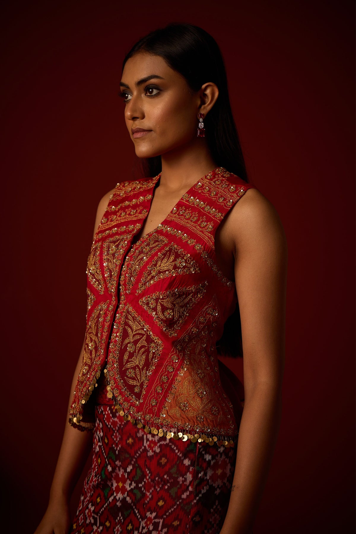 Golden Finished Bandhani Dupatta