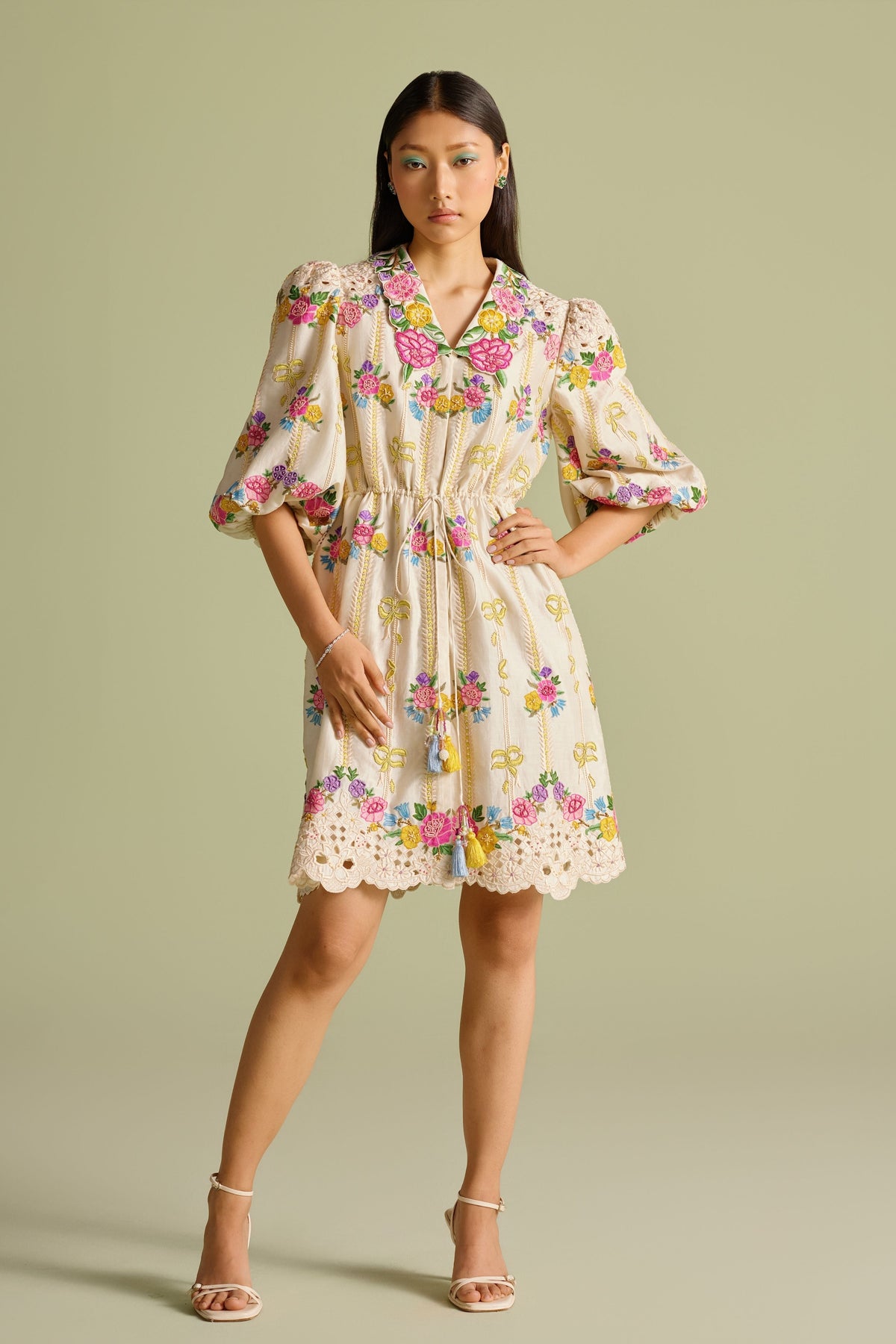 Floral Striped Short Shirt Dress