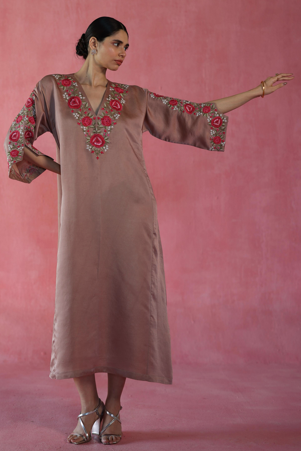 Beige Sheermal Kaftan