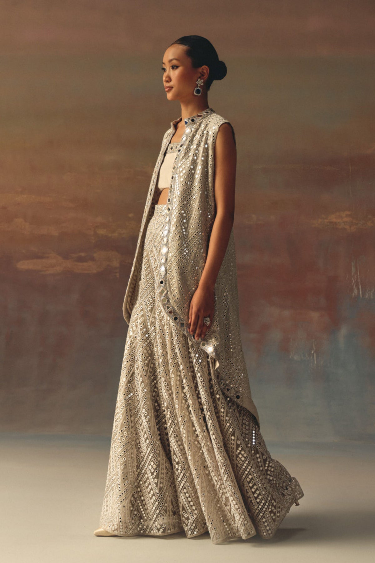 Silver Net Sharara