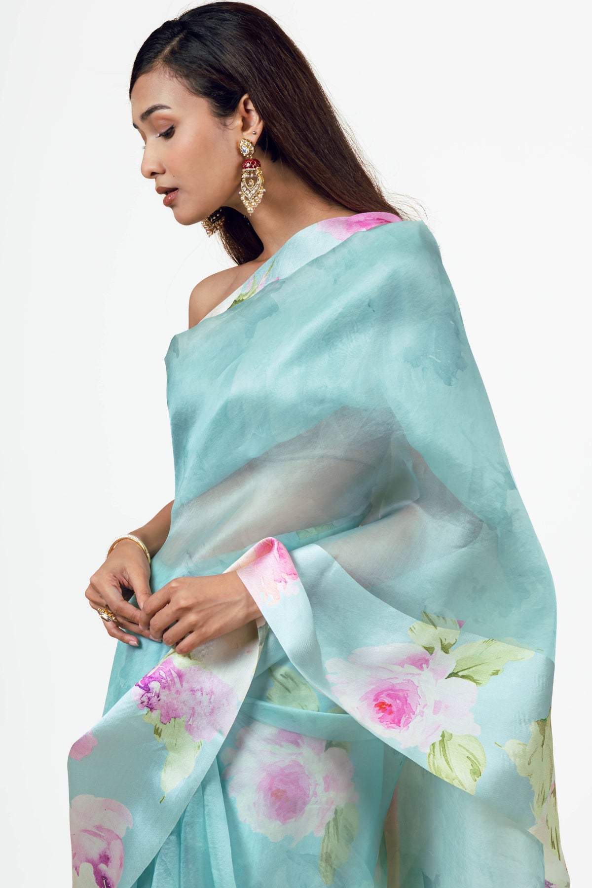 Alea Blue Organza Saree