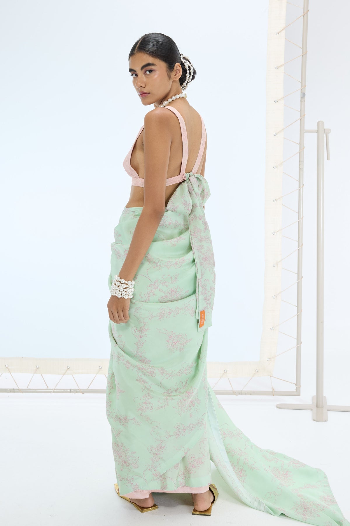 The Ruby Saree in Pistachio