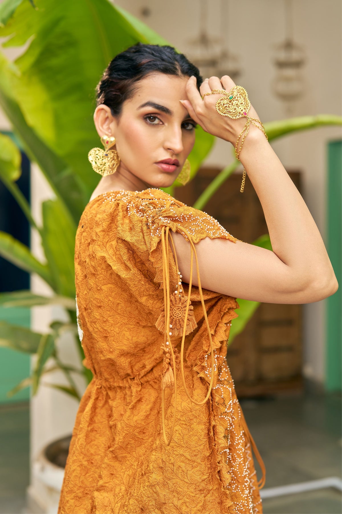 Ochre Cutwork Co-ord Set