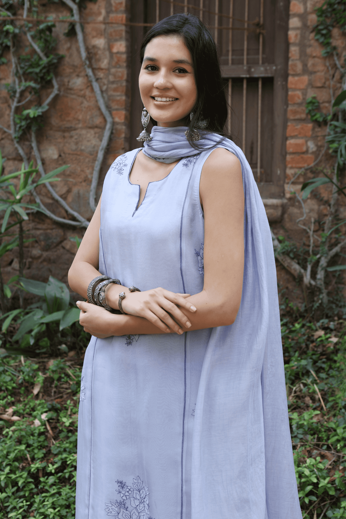 Forever Blue Sleeveless Kurta Set