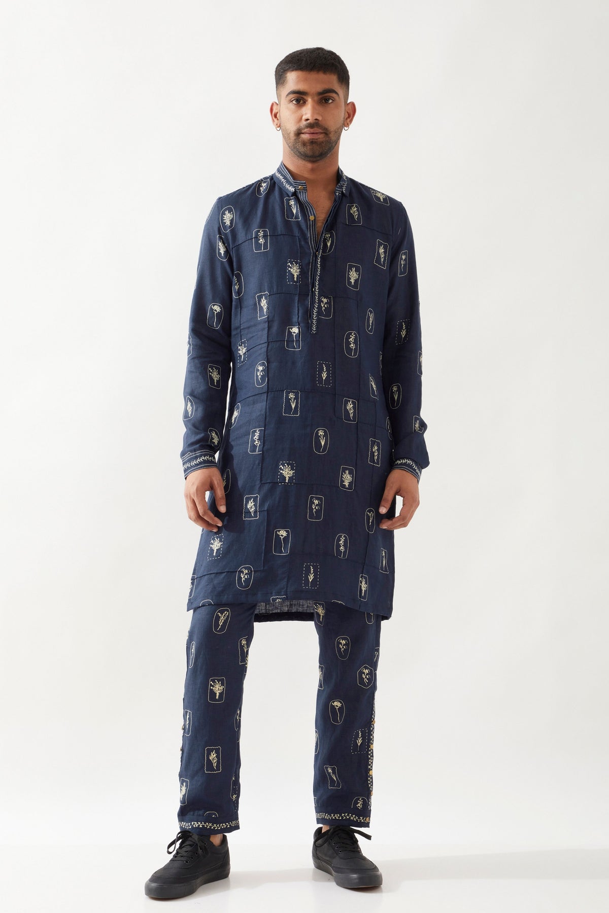 Slate Stamp Navy Kurta Set