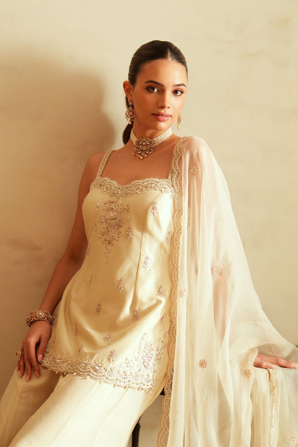 Princess Cut Top Sharara Set