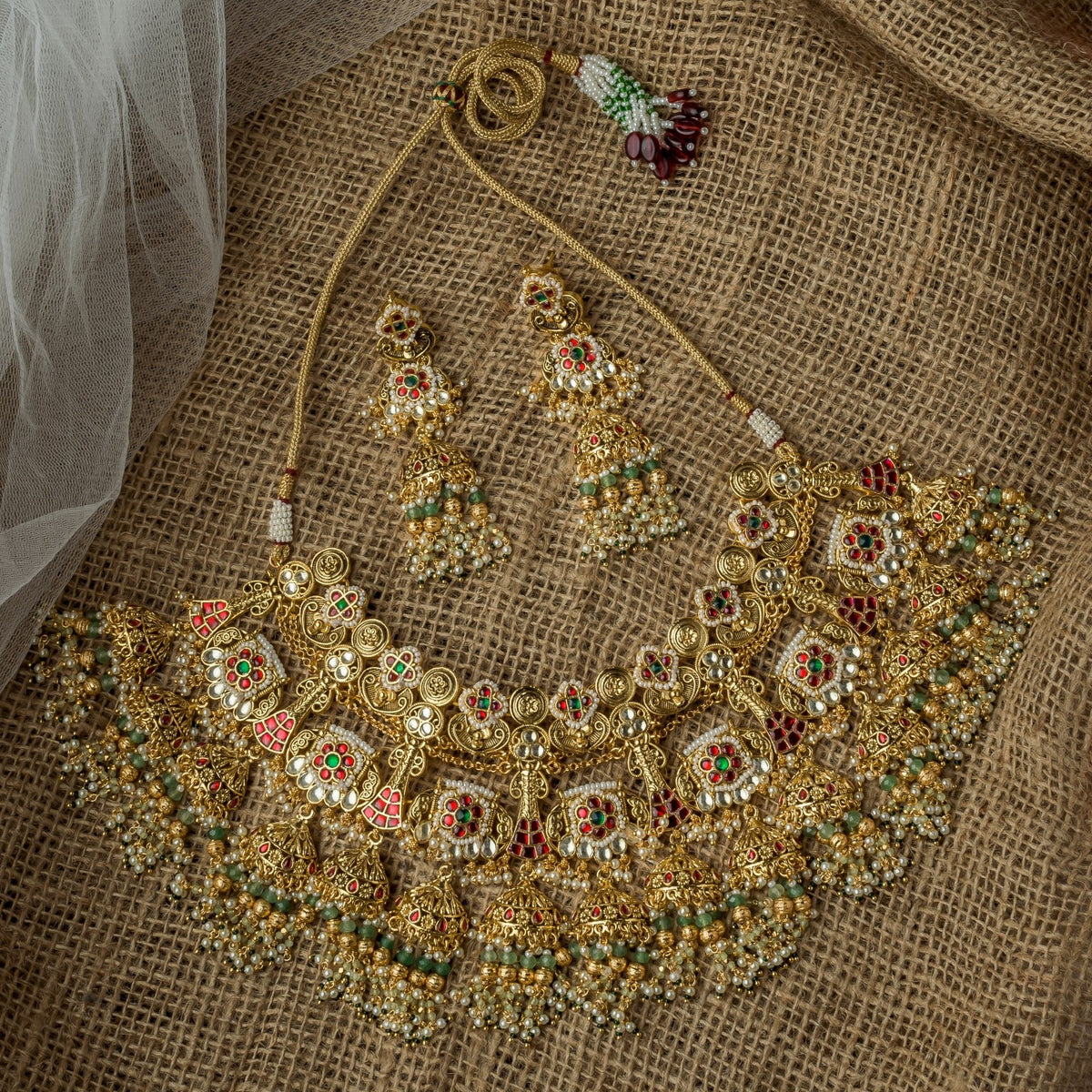 Multicolored Necklace Set With Earrings