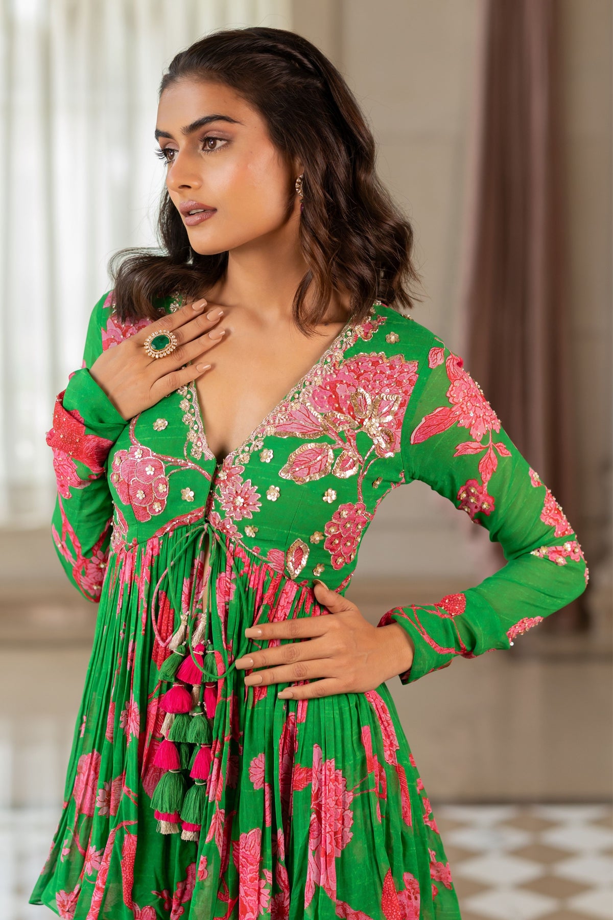 Risha Peplum Set in Green