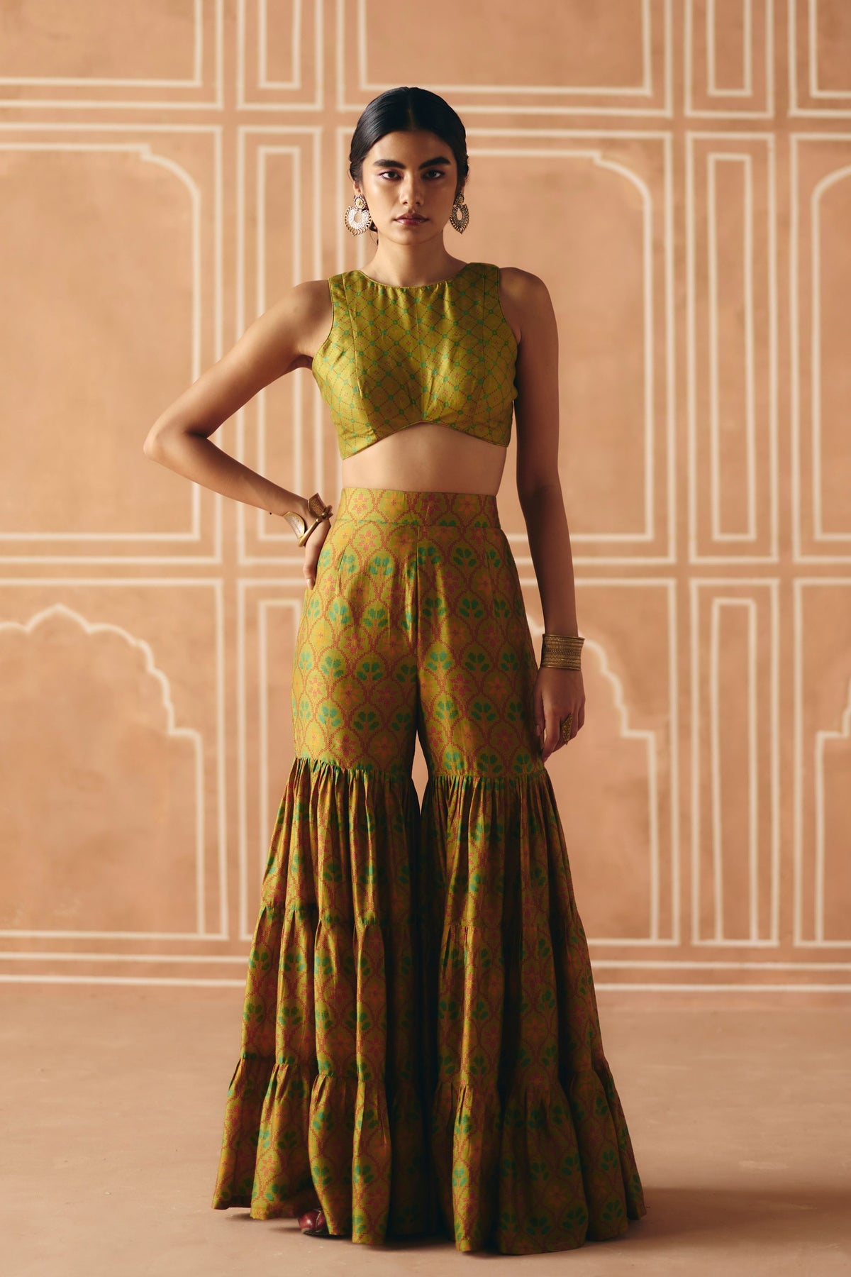 Parrot Green Sharara Set
