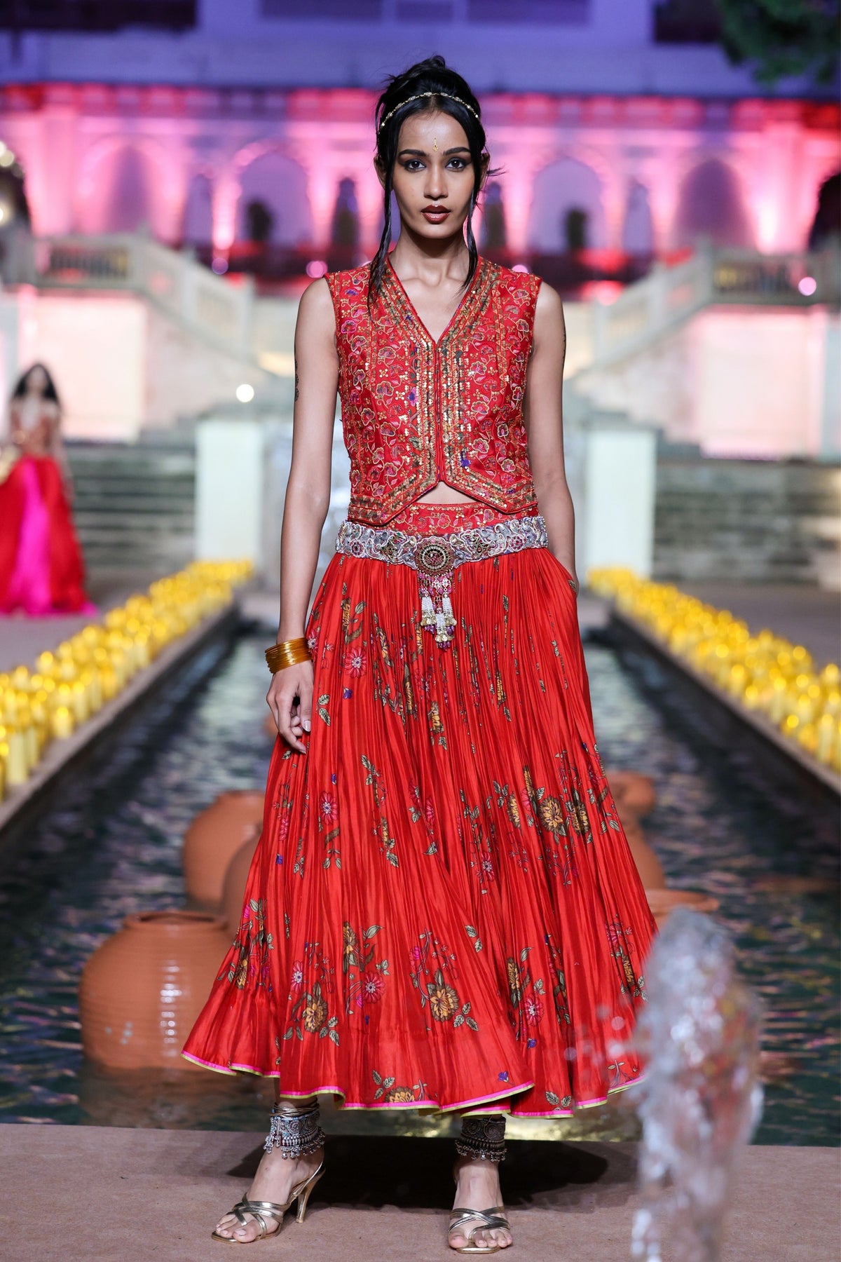 Amer Surkh Laal Lehenga Set